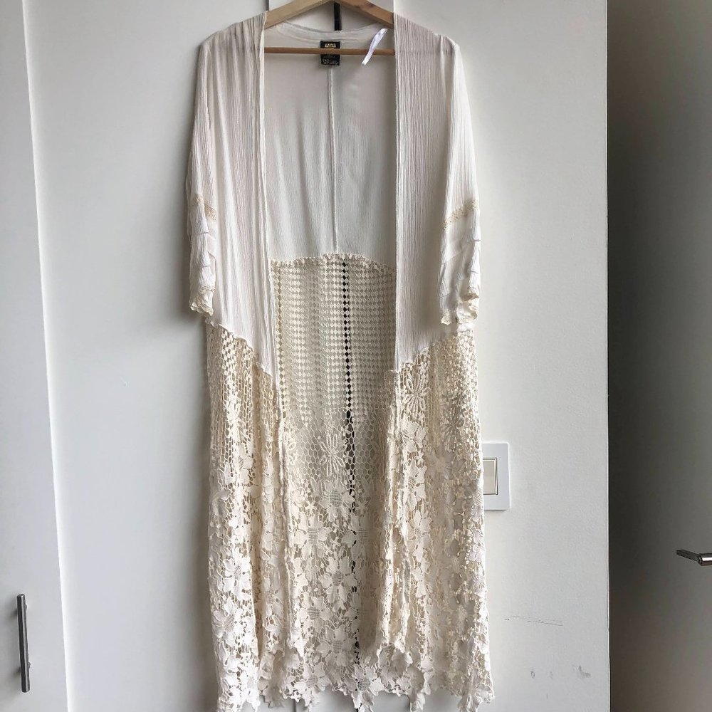 Anna Sui O'Neill White Open Wanderer Kimono Lace